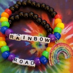 Handmade Rainbow Road Beaded Kandi Bracelets